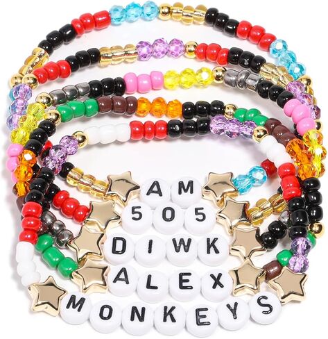 AICase for Arctic Monkeys Merch Gifts Inspired Bracelets 5 Pcs Stackable Stretch Beaded Friendship Bracelets Concert Outfit Vinyl Poster Sticker Merchandise Gifts for Fans Women Birthday Christmas in Saudi Arabia