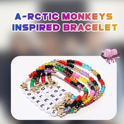 AICase for Arctic Monkeys Merch Gifts Inspired Bracelets 5 Pcs Stackable Stretch Beaded Friendship Bracelets Concert Outfit Vinyl Poster Sticker Merchandise Gifts for Fans Women Birthday Christmas in Saudi Arabia