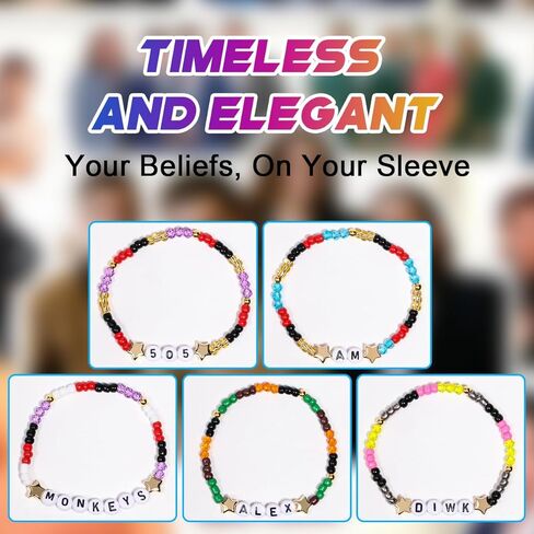 AICase for Arctic Monkeys Merch Gifts Inspired Bracelets 5 Pcs Stackable Stretch Beaded Friendship Bracelets Concert Outfit Vinyl Poster Sticker Merchandise Gifts for Fans Women Birthday Christmas in Saudi Arabia