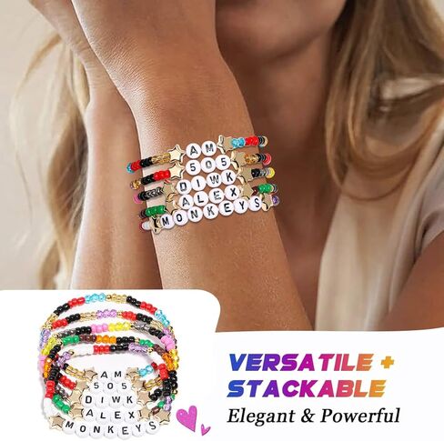 AICase for Arctic Monkeys Merch Gifts Inspired Bracelets 5 Pcs Stackable Stretch Beaded Friendship Bracelets Concert Outfit Vinyl Poster Sticker Merchandise Gifts for Fans Women Birthday Christmas in Saudi Arabia