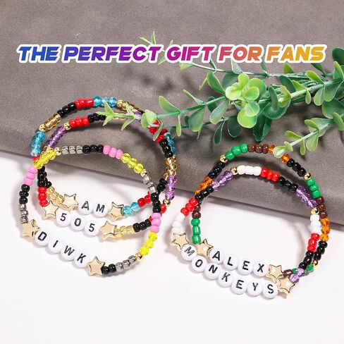 AICase for Arctic Monkeys Merch Gifts Inspired Bracelets 5 Pcs Stackable Stretch Beaded Friendship Bracelets Concert Outfit Vinyl Poster Sticker Merchandise Gifts for Fans Women Birthday Christmas in Saudi Arabia