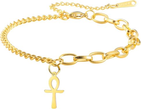 EUEAVAN Ankh Cross Bracelet for Women Egyptian Adjustable Ankh Bangle Religious Cross Anklet Protection Amulet Ancient Egypt Jewelry in Saudi Arabia