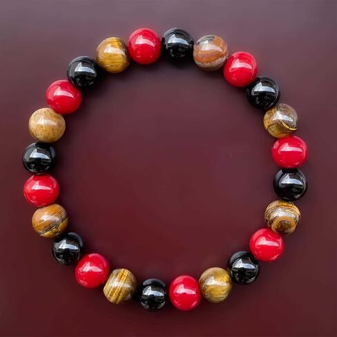 Beaded Stretch Bracelets for Women Red Jasper Black Onyx Bracelet for Inner Strength Jewelry Gift Perfect for Confidence in Saudi Arabia