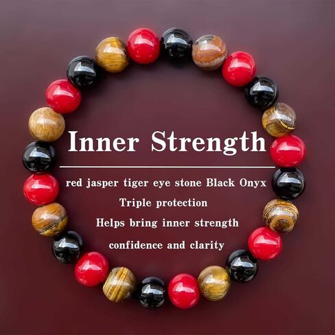 Beaded Stretch Bracelets for Women Red Jasper Black Onyx Bracelet for Inner Strength Jewelry Gift Perfect for Confidence in Saudi Arabia
