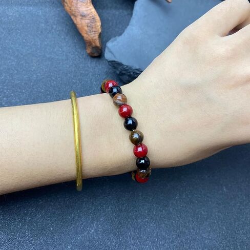 Beaded Stretch Bracelets for Women Red Jasper Black Onyx Bracelet for Inner Strength Jewelry Gift Perfect for Confidence in Saudi Arabia