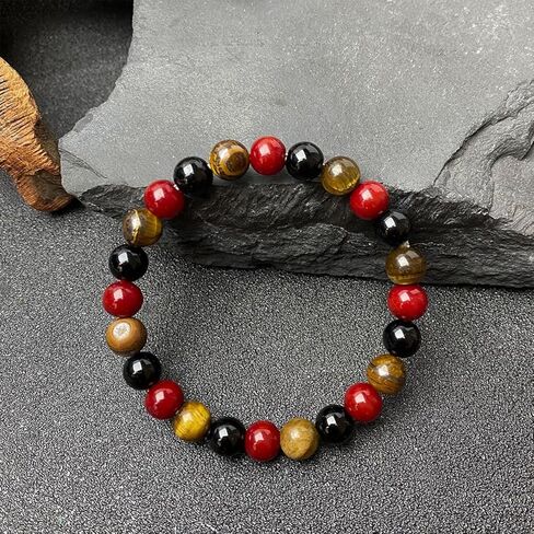 Beaded Stretch Bracelets for Women Red Jasper Black Onyx Bracelet for Inner Strength Jewelry Gift Perfect for Confidence in Saudi Arabia