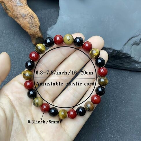 Beaded Stretch Bracelets for Women Red Jasper Black Onyx Bracelet for Inner Strength Jewelry Gift Perfect for Confidence in Saudi Arabia