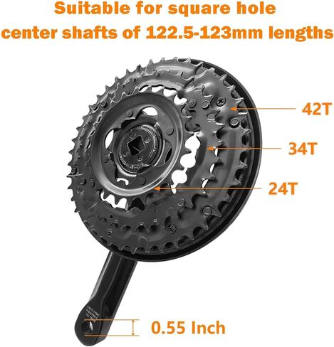 Bike Crankset FC-TY301 42-34-24T for 3x6/7/8Speed Gears Square Taper Set 170MM Crank Arm for Mountain Bike in Kuwait