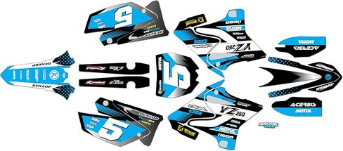 مجموعة رسومات لـ Yamaha YZ 250 CYCRA POWERFLOW RESTYLED Plastics (2002-2014) Turbo Series Blue 09 Mil - مجموعة ملصقات رسومات السباق المخصصة للدراجة الترابية، بدون بلاستيك in Saudi Arabia