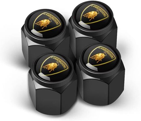 4Pcs Tyre Valve Stem Caps for Lamborghini, Aluminum Alloy Prevent Air Leakage Emblem Insignia Auto Valve Caps,A in Kuwait