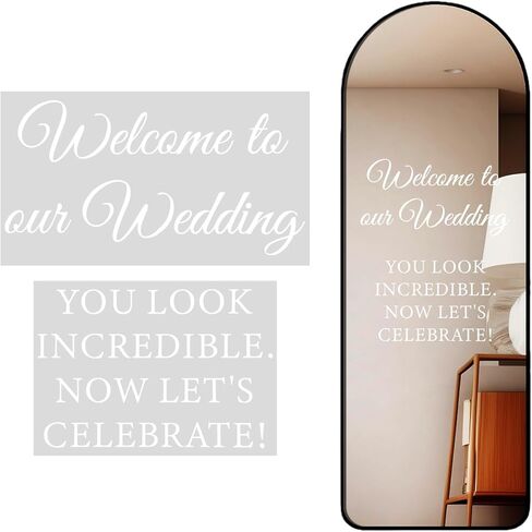 Welcome to Our Wedding Sign Mirror Decals, Personalized DIY Wedding Welcome Sign Vinyl Decals Removable Glass Window Mirror Stickers for Bridal Shower Marriage Reception Wall Decor Party Entry in Kuwait