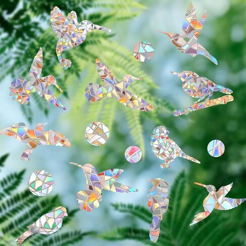 48 Pieces Bird Static Window Clings Anti Collision Window Decals for Bird Strikes Windows Decals for Glass Windowss, Windows Stickers for Birds, Stop Birds Flying into Windowss, Hummingbird Style in Saudi Arabia