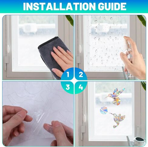 48 Pieces Bird Static Window Clings Anti Collision Window Decals for Bird Strikes Windows Decals for Glass Windowss, Windows Stickers for Birds, Stop Birds Flying into Windowss, Hummingbird Style in Saudi Arabia