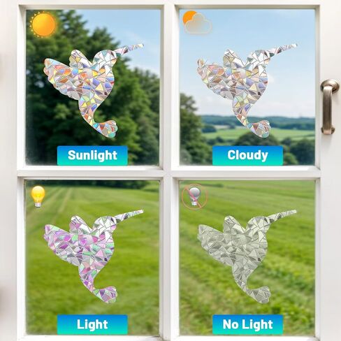 48 Pieces Bird Static Window Clings Anti Collision Window Decals for Bird Strikes Windows Decals for Glass Windowss, Windows Stickers for Birds, Stop Birds Flying into Windowss, Hummingbird Style in Saudi Arabia