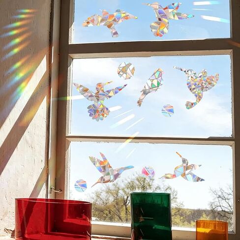 48 Pieces Bird Static Window Clings Anti Collision Window Decals for Bird Strikes Windows Decals for Glass Windowss, Windows Stickers for Birds, Stop Birds Flying into Windowss, Hummingbird Style in Saudi Arabia