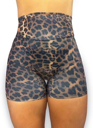 Kikimora Fashion Breathable Spandex Shorts Cheetah Print High Waist for Workout Yoga Gym Biker Sports in Saudi Arabia