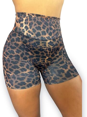 Kikimora Fashion Breathable Spandex Shorts Cheetah Print High Waist for Workout Yoga Gym Biker Sports in Saudi Arabia
