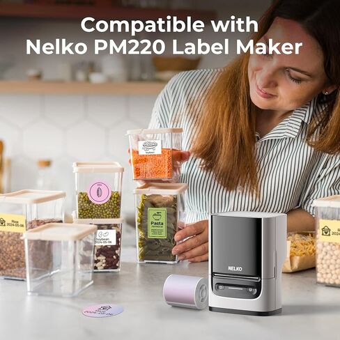 Thermal Labels for Nelko PM220 Label Maker, 2 inch (50mm) Round Thermal Label, Waterproof, Multi-Purpose Tag Tape, 1 Roll of 150 Self-Adhesive Thermal Paper (Pink-Purple Gradient) in Kuwait