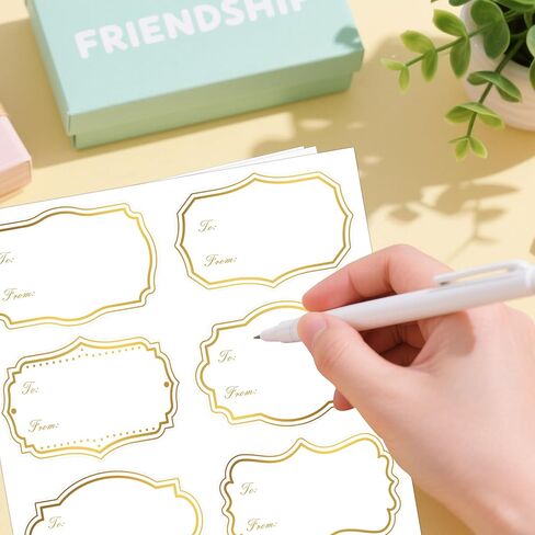 Gold Name Tags Self Adhesive to from Gift Tags Home Decor Gift Label Stickers 2x3 Inch Box Name Badges for Home,Party,Christmas,New Year,180 Pcs in Saudi Arabia