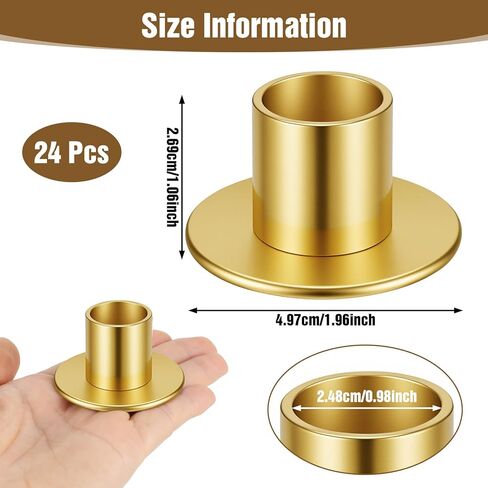 24 قطعة من حوامل الشموع المستدقة الذهبية السائبة من حاملات الشمعدان القصيرة المعدنية لشموع عمود عيد الحب والذكرى السنوية لحفلات العشاء وحفلات عيد الحب وزينة عيد الميلاد والقطع المركزية in Kuwait