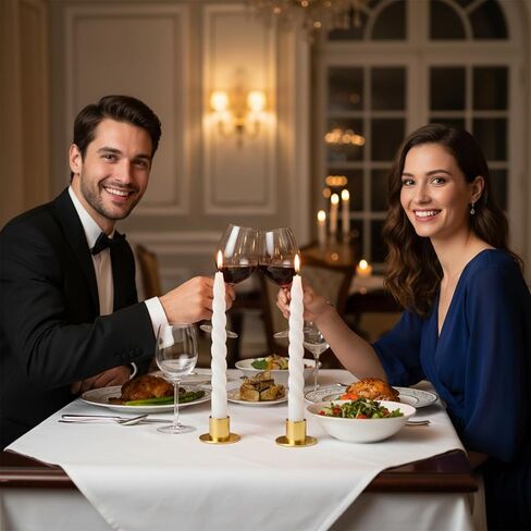 24 قطعة من حوامل الشموع المستدقة الذهبية السائبة من حاملات الشمعدان القصيرة المعدنية لشموع عمود عيد الحب والذكرى السنوية لحفلات العشاء وحفلات عيد الحب وزينة عيد الميلاد والقطع المركزية in Kuwait