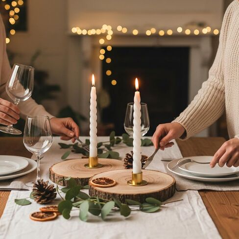 24 قطعة من حوامل الشموع المستدقة الذهبية السائبة من حاملات الشمعدان القصيرة المعدنية لشموع عمود عيد الحب والذكرى السنوية لحفلات العشاء وحفلات عيد الحب وزينة عيد الميلاد والقطع المركزية in Kuwait