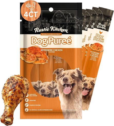 Lickable Dog Treat Rotisserie Chicken 4 ct, High Protein Dog Puree Snack or Meal Topper for All Breeds, Small, Medium and Large Dogs in Saudi Arabia