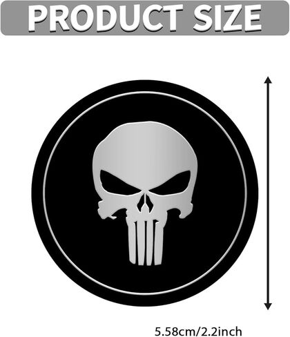 Wheel Center Caps Stickers 4PCS 2.2" Skull Metal Hub Center Cap Sticker Emblem Decal Rim Cover Skull Car Accessories Waterproof Wheel Hub Rims Cap Exterior Decorative for Car Truck SUV (Black in Saudi Arabia