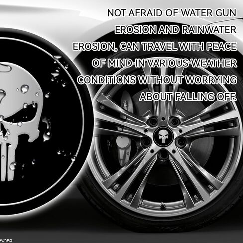 Wheel Center Caps Stickers 4PCS 2.2" Skull Metal Hub Center Cap Sticker Emblem Decal Rim Cover Skull Car Accessories Waterproof Wheel Hub Rims Cap Exterior Decorative for Car Truck SUV (Black in Saudi Arabia