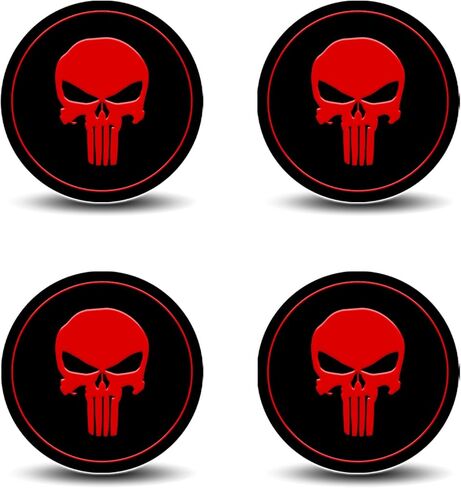 Wheel Center Caps Stickers 4PCS 2.2" Skull Metal Hub Center Cap Sticker Emblem Decal Rim Cover Skull Car Accessories Waterproof Wheel Hub Rims Cap Exterior Decorative for Car Truck SUV (Black in Saudi Arabia