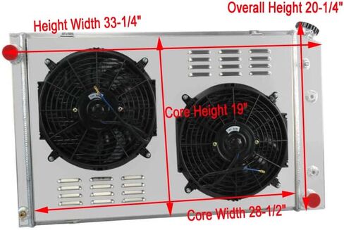 ALLOYWORKS 4 Row Radiator + Shroud + 2 x 12" Fan + Relay Fits 1973-1987 1986 Chevy C10 C20 Pickup Truck K10 K20 K30 P20 P30 R10 R20 R30 R1500 GMC Jimmy V1500 V2500 V3500 Suburban Engine Radiators in Saudi Arabia