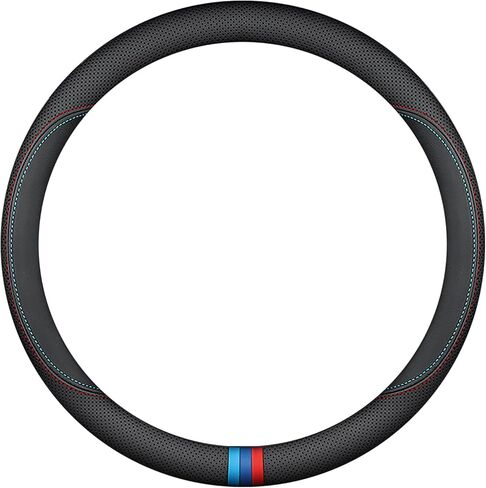 Nappa Leather Car Steering Wheel Cover for 2023 2024 2025 2026 Mazda CX-50 CX-5 CX-30 CX-90 Accessories, Universal 14.5-15 Inch, Non-Slip and Breathable, Black in Kuwait