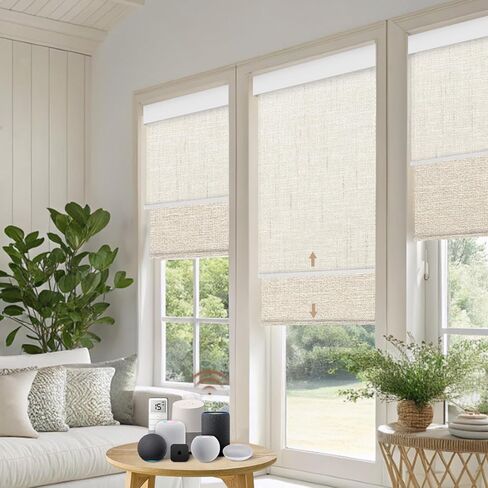 ستائر كينكمو المزدوجة المزودة بمحرك، ستائر التعتيم المخصصة وتصفية الضوء المزودة بمحرك مع جهاز تحكم عن بعد، ظلال دوارة ذكية ليلاً ونهارًا تعمل مع Apple Homekit، Alexa، Google (متعدد الألوان) in Kuwait