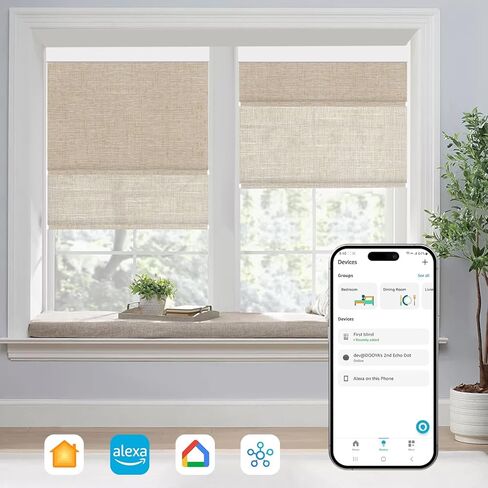 ستائر كينكمو المزدوجة المزودة بمحرك، ستائر التعتيم المخصصة وتصفية الضوء المزودة بمحرك مع جهاز تحكم عن بعد، ظلال دوارة ذكية ليلاً ونهارًا تعمل مع Apple Homekit، Alexa، Google (متعدد الألوان) in Kuwait