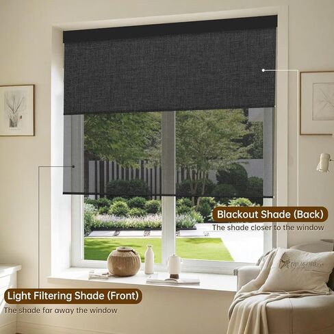 ستائر كينكمو المزدوجة المزودة بمحرك، ستائر التعتيم المخصصة وتصفية الضوء المزودة بمحرك مع جهاز تحكم عن بعد، ظلال دوارة ذكية ليلاً ونهارًا تعمل مع Apple Homekit، Alexa، Google (متعدد الألوان) in Kuwait