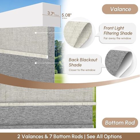 ستائر كينكمو المزدوجة المزودة بمحرك، ستائر التعتيم المخصصة وتصفية الضوء المزودة بمحرك مع جهاز تحكم عن بعد، ظلال دوارة ذكية ليلاً ونهارًا تعمل مع Apple Homekit، Alexa، Google (متعدد الألوان) in Kuwait