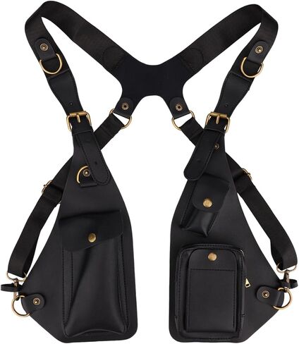 Underarm Shoulder Bag for Men, Leather Double Shoulder Armpit Bags with Adjustable Strap Anti Theft Bag for Phone Wallet Pocket in Saudi Arabia
