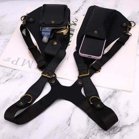 Underarm Shoulder Bag for Men, Leather Double Shoulder Armpit Bags with Adjustable Strap Anti Theft Bag for Phone Wallet Pocket in Saudi Arabia