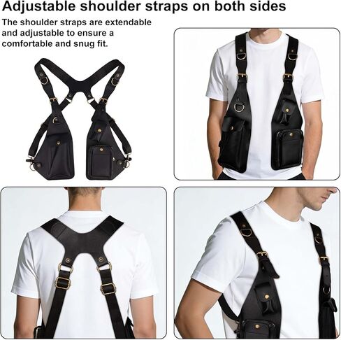 Underarm Shoulder Bag for Men, Leather Double Shoulder Armpit Bags with Adjustable Strap Anti Theft Bag for Phone Wallet Pocket in Saudi Arabia