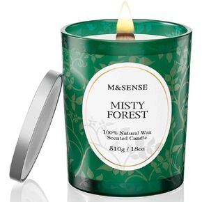 M&SENSE Lavender Vanilla Scented Candle, Cracking Wooden Wick Soy Wax, 18oz 100 Hours Long Lasting Clean Burn, Large Jar Candles for Home Decor, Non-Toxic Relaxing Aromatherapy Gifts for Women in Kuwait