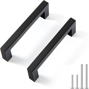 Goldenwarm 25 حزمة 3 بوصة خزانة صلبة تسحب مقابض خزانة سوداء مقابض درج المطبخ سليم مربع شريط درج يسحب سبائك الزنك ماتي الأسود مضمد الأجهزة لغرفة نوم خزانة in Kuwait