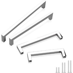 GOBEKOR 30 Pack Kitchen Cabinet Pulls Polished Chrome Square Bar Dresser Drawer Pull Handles 5in(128mm) Hole Centers, Solid Cabinet Handles Hardware in Kuwait