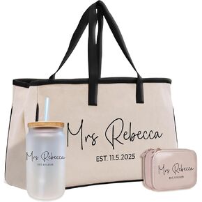 VANESSA ROSELLA Mrs. Last Name Est Year Tote Bag Personalized Wedding Bridal Shower Honeymoon Custom Wedding Gif in Kuwait