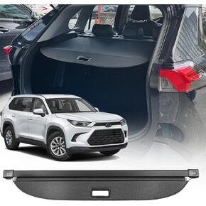 غطاء الحمولة لملحقات Toyota Grand Highlander 2024 2025 2026 (مظهر ألياف الكربون)، لملحقات Toyota Grand Highlander غطاء صندوق السيارة القابل للسحب درع ظل الأمان (ليس لهايلاندر) in Kuwait