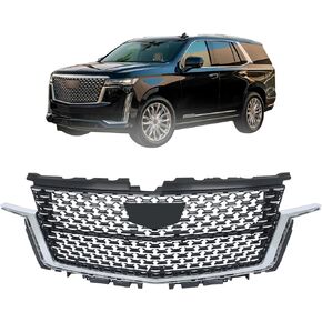 labwork Front Bumper Grille Upper Black with Chrome Frame Diamond Replacement for Escalade 2021-2023 in Kuwait