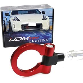 iJDMTOY حلقة خطاف سحب بنمط السباق الأحمر متوافقة مع Nissan 370Z GT-R Juke Infiniti G37 Q50 Q60 QX60 QX70 وما إلى ذلك، مصنوعة من الألومنيوم خفيف الوزن in Kuwait