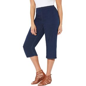 Women's Plus Size Petite Everyday Denim Pull-On Capri in Kuwait