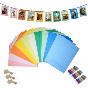 30Pcs Paper Photo Frames, 4x6Inch Colorful Picture Display Holders, Cardborad Picture Frames with String and Clips, DIY Graduation Photo Hanging Banner for Home, Classroom, Offices in Saudi Arabia