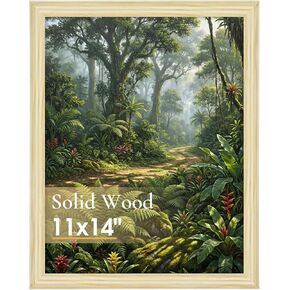 TWING 11x14 Natural Solid Wood Picture Frame - Minimalist Wall Art Frame for Home & Office Decor, Includes Wall Hanging Design, Natural Solid Wood Frame for Photos, Prints and Wall Gallery (1 Pack) in Kuwait