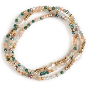 Dainty Pearl Beaded Bracelets for Women,Freshwater Pearl Stretch Multilayer Bracelet Stack Boho Charm Accessories Birthday Summer Beach Boho Vacation Jewelry Gifts in Kuwait